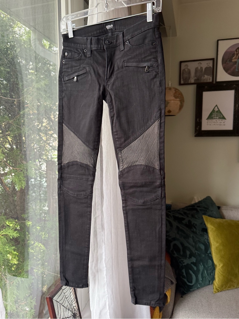 Black Hudson  Skinny Jeans with Leather detail